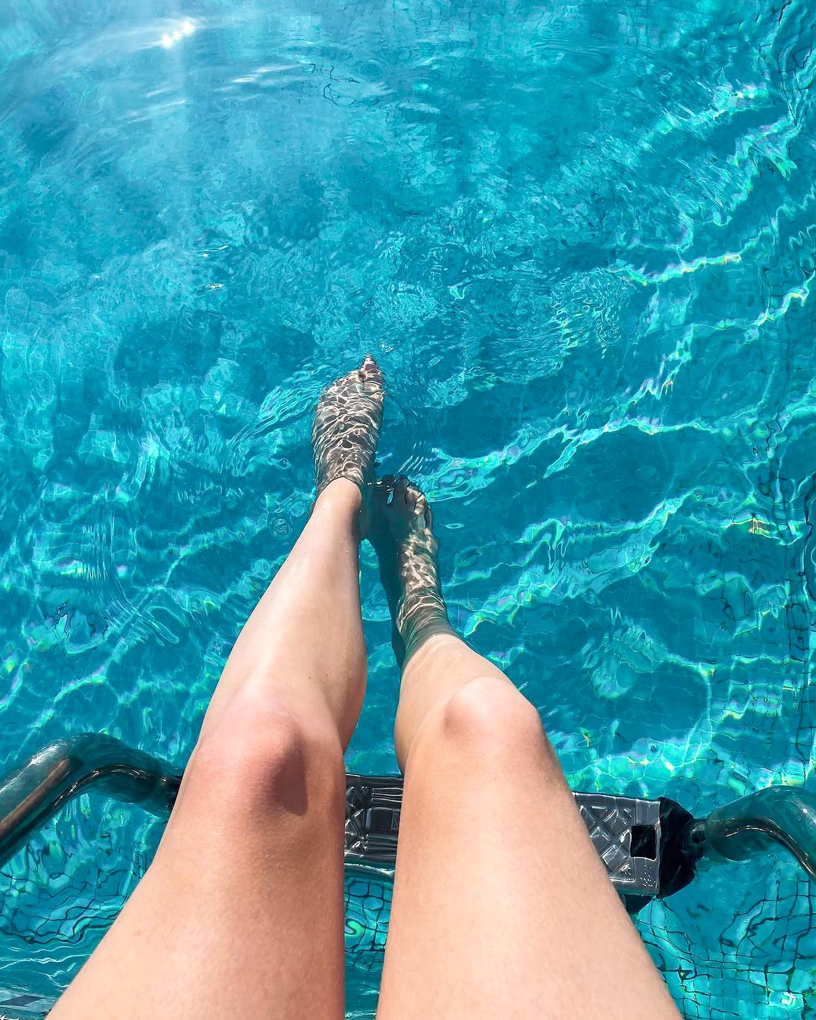 In the rooftop pool