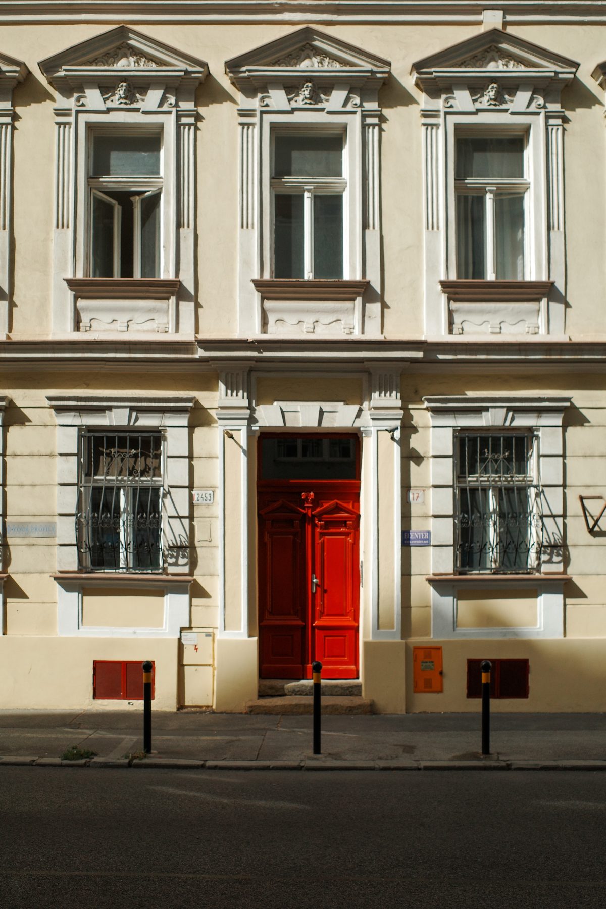 A red door in the old town