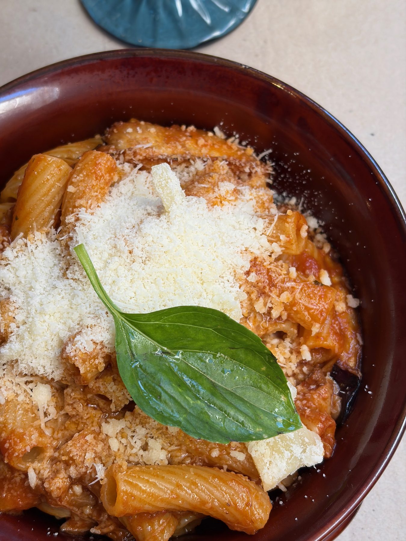 Pasta a taianu, from above