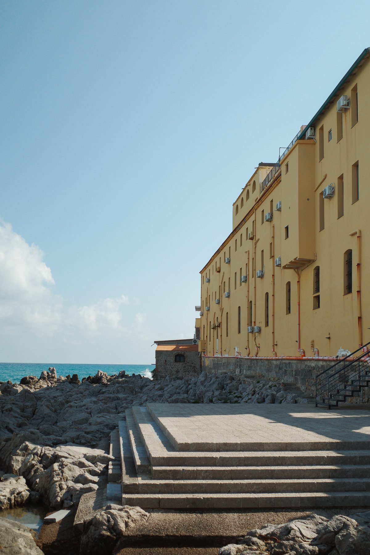 Steps down to the water