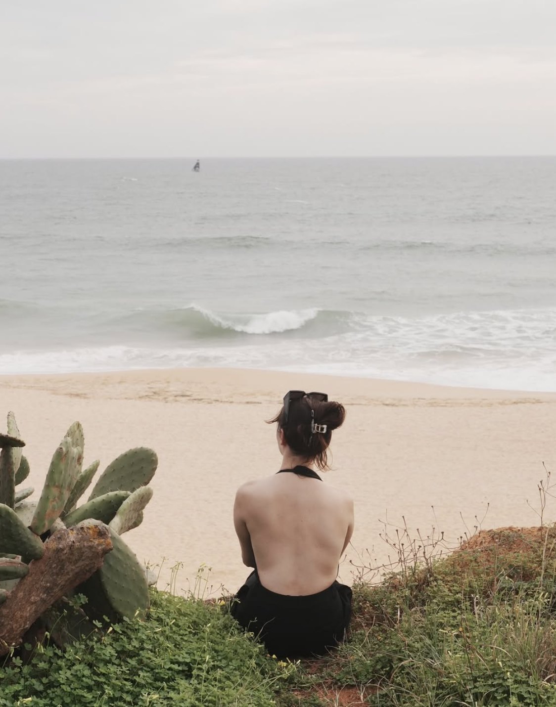 Looking at the sea from the top of the cliffs