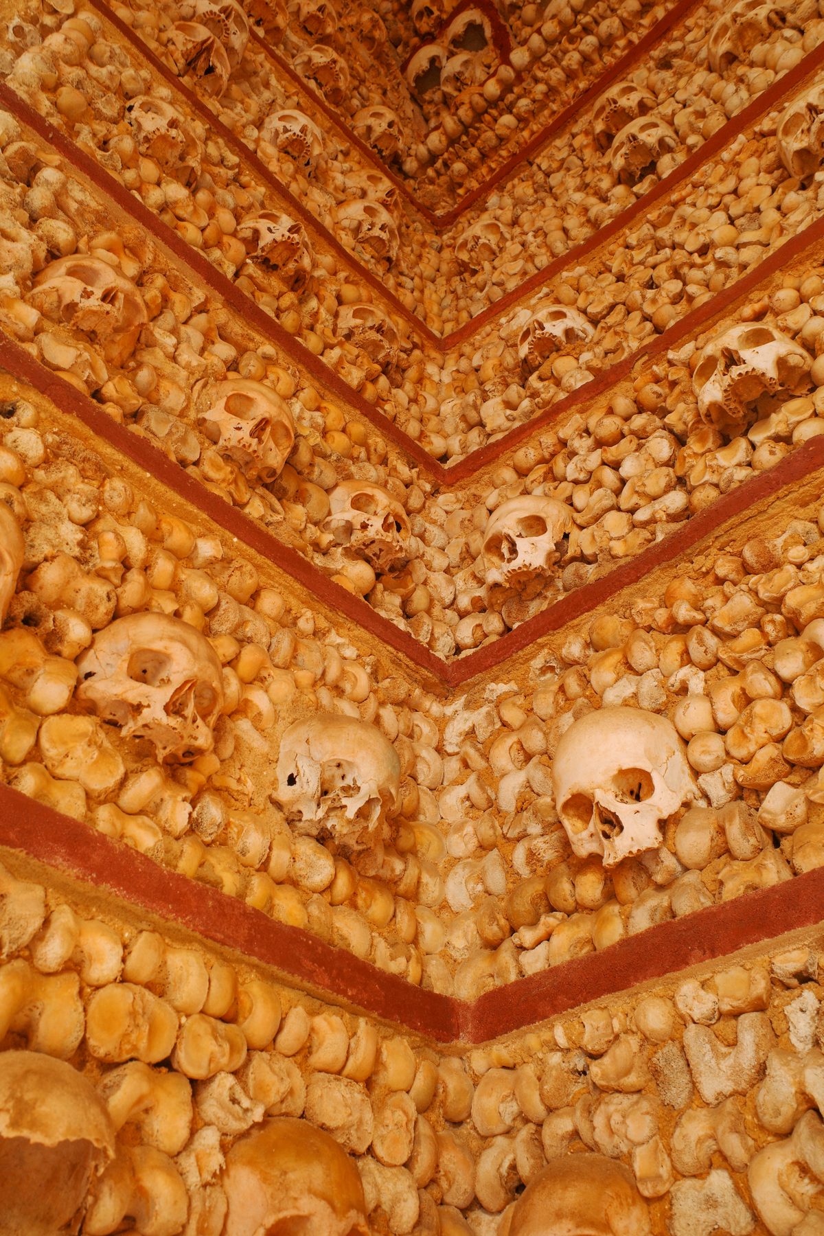 Skulls and bones in the Capela dos Ossos in Faro