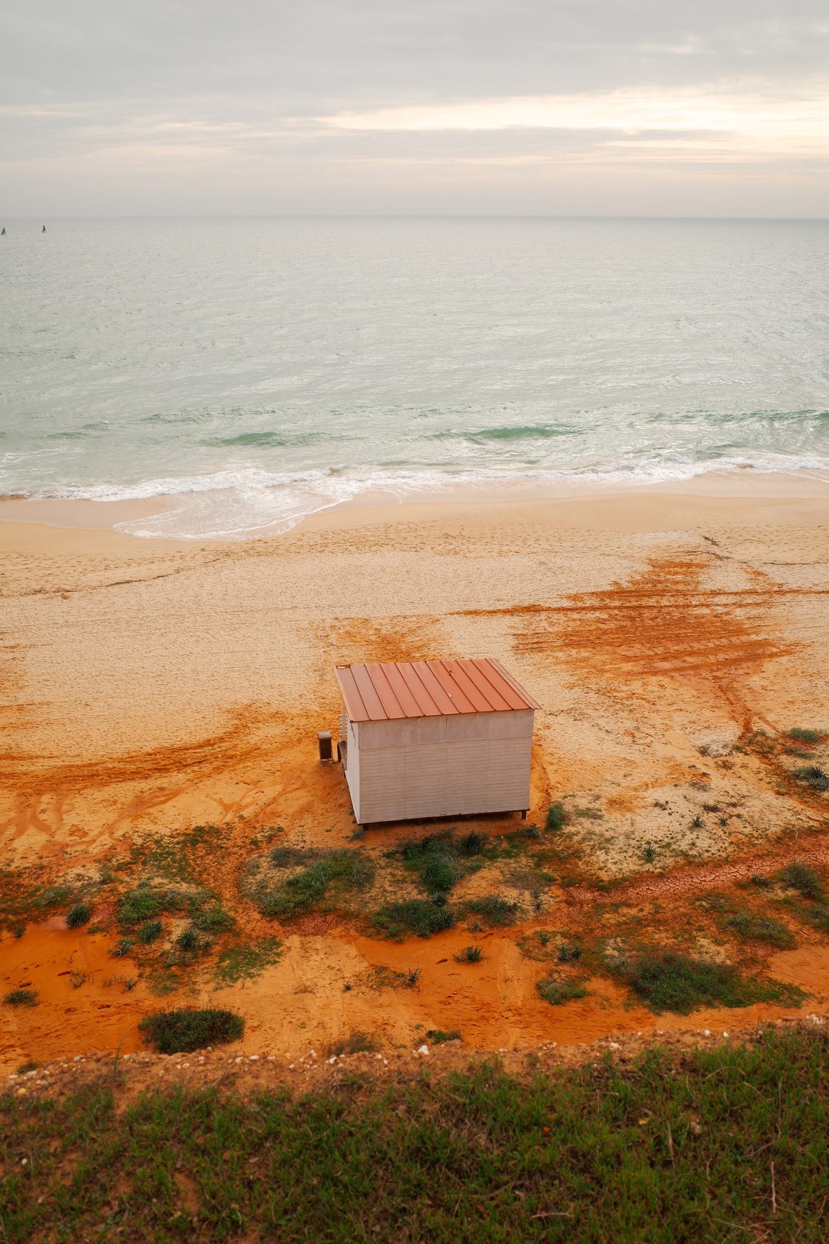 The beach and the hut seen from above