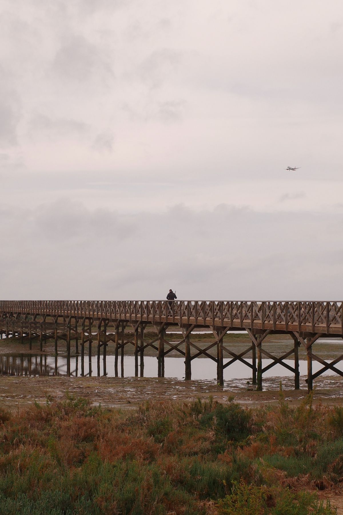 The wooden boardwalk across the Ria Formosa