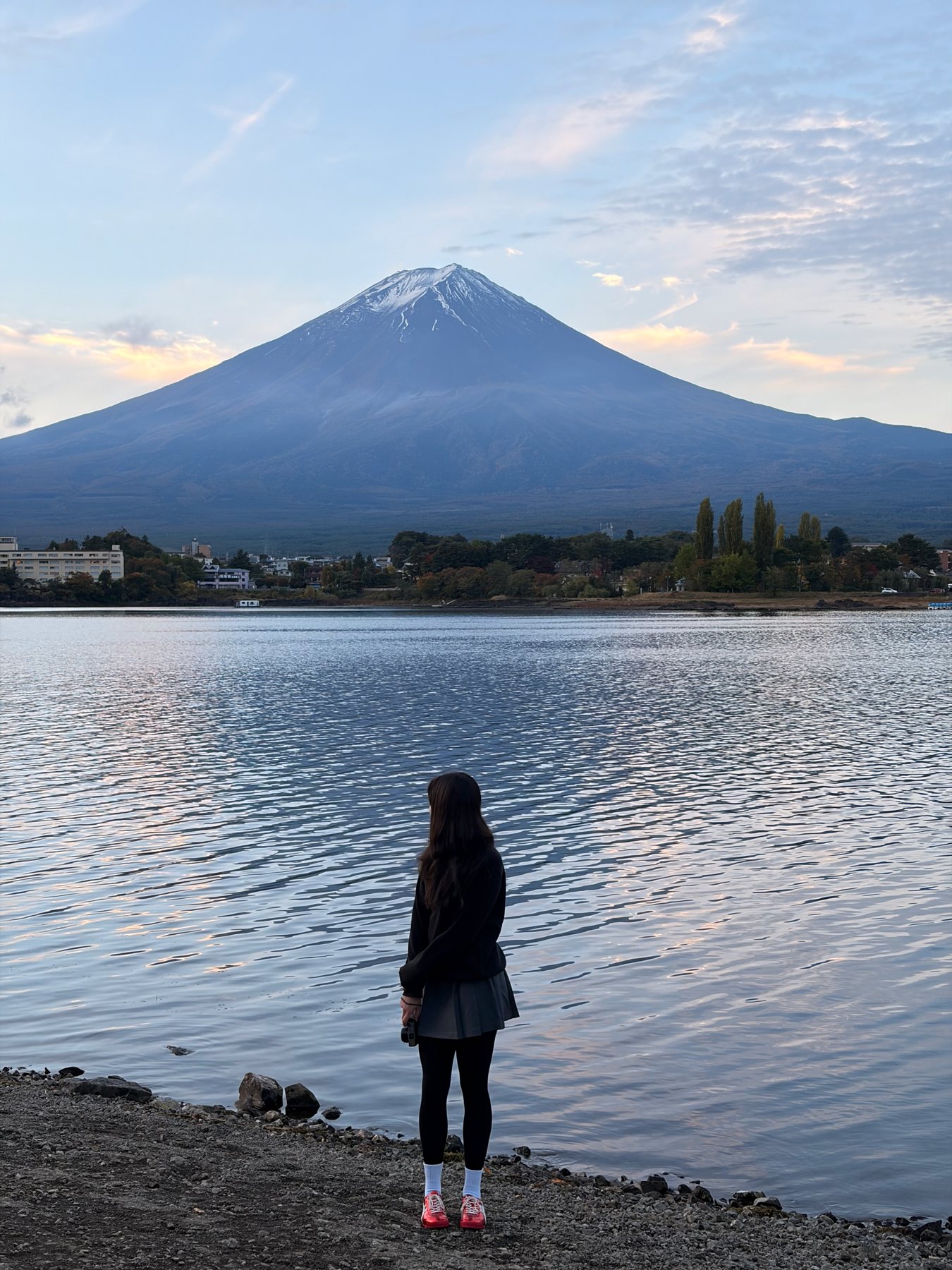 In front of Mount Fuji at sunrise