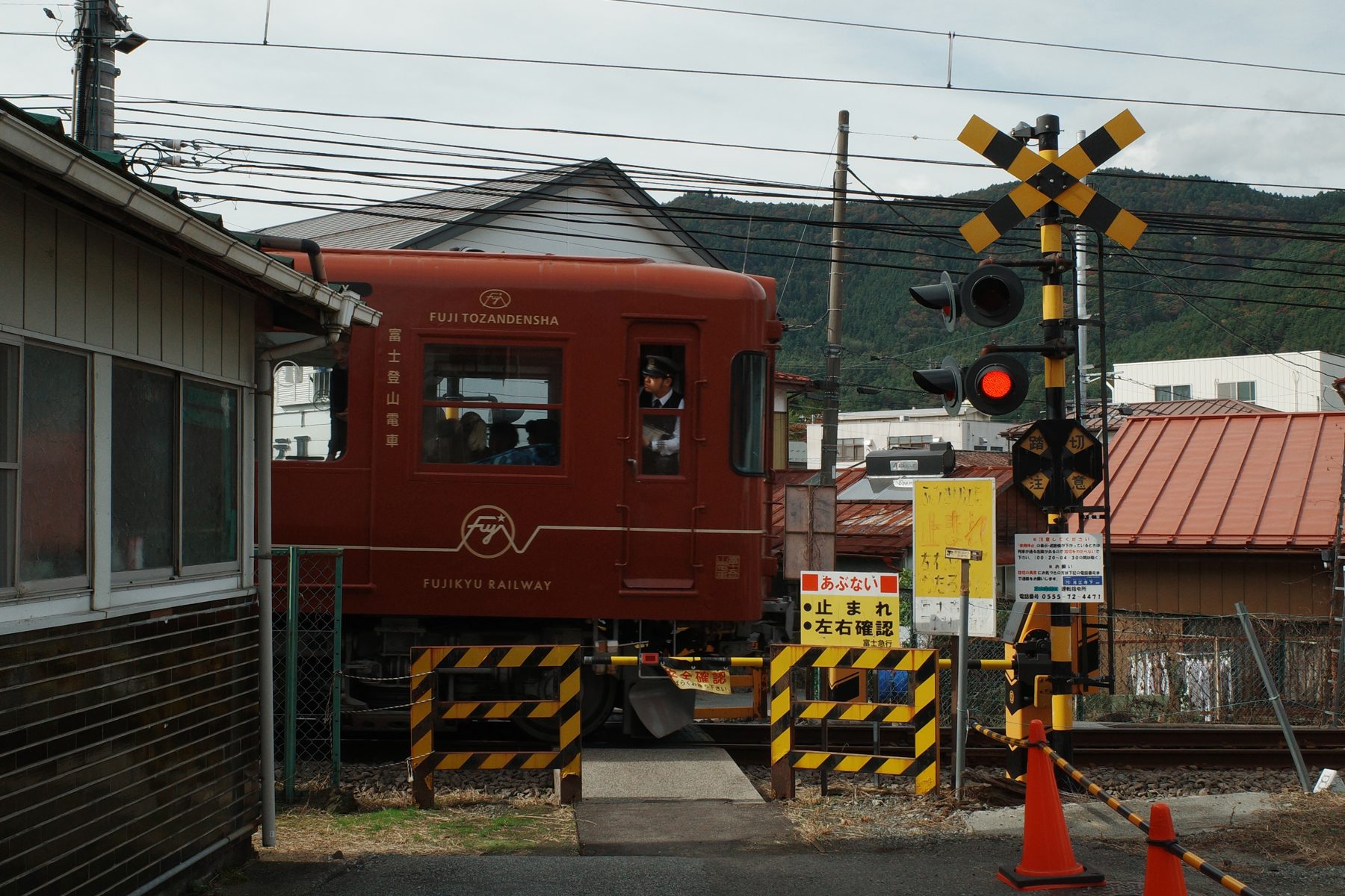 A train at a level crossing
