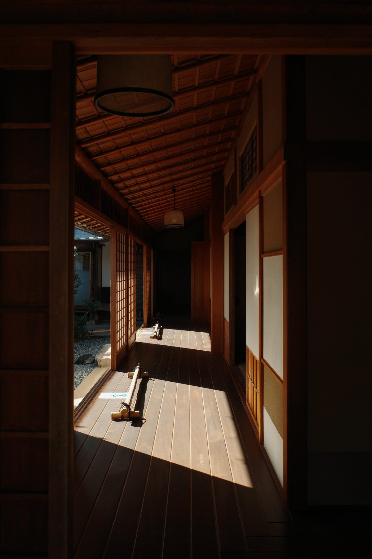 A wooden corridor