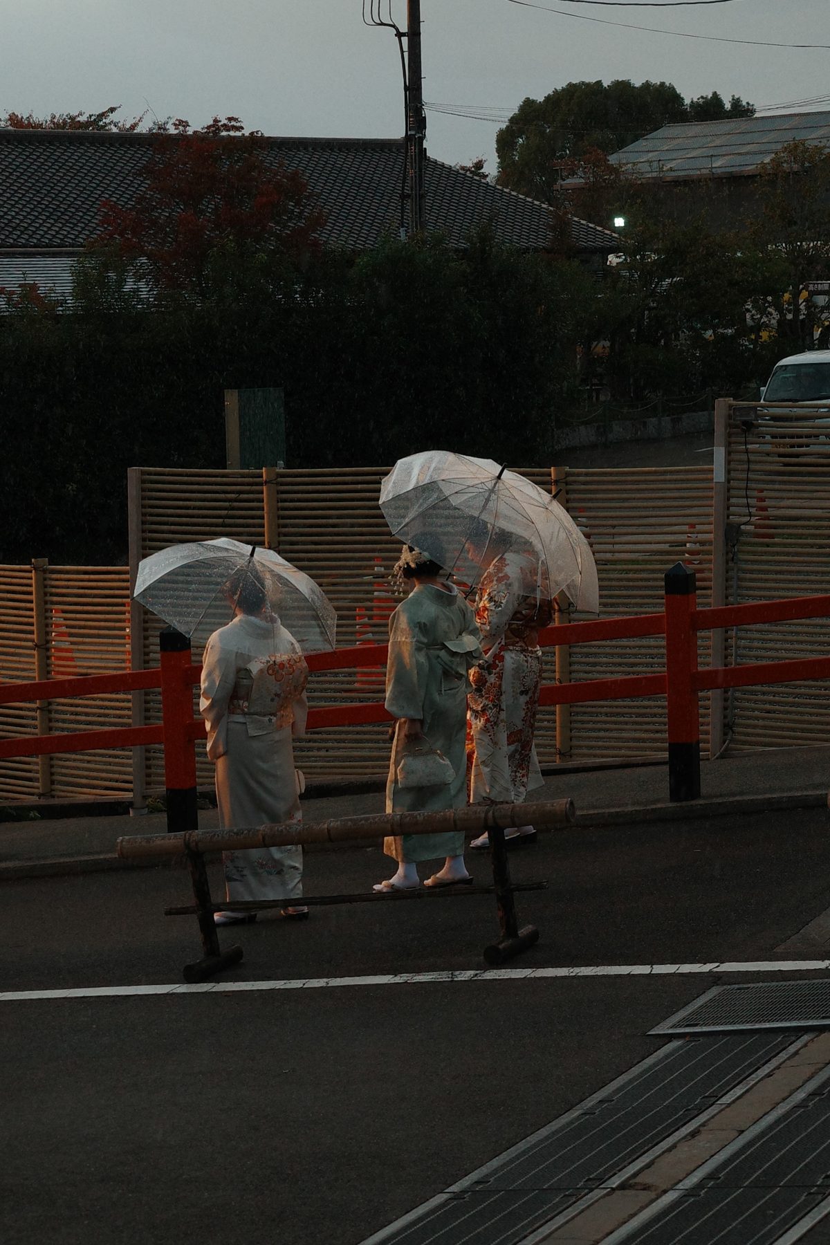 Two parasols in the street
