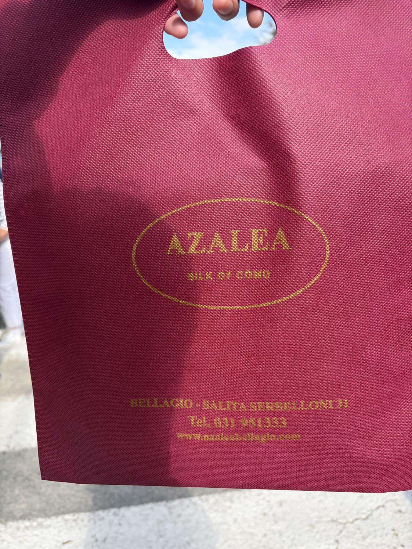 My bag from the silk shop in Bellagio
