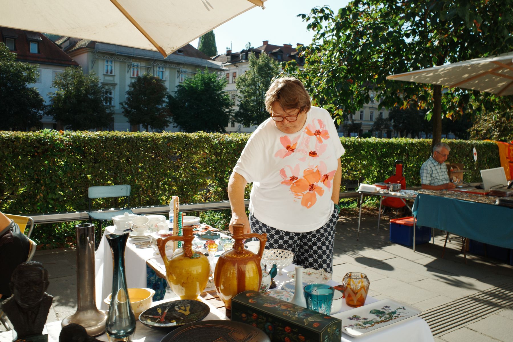 A stall at the Sunday flea market in Ljubljana