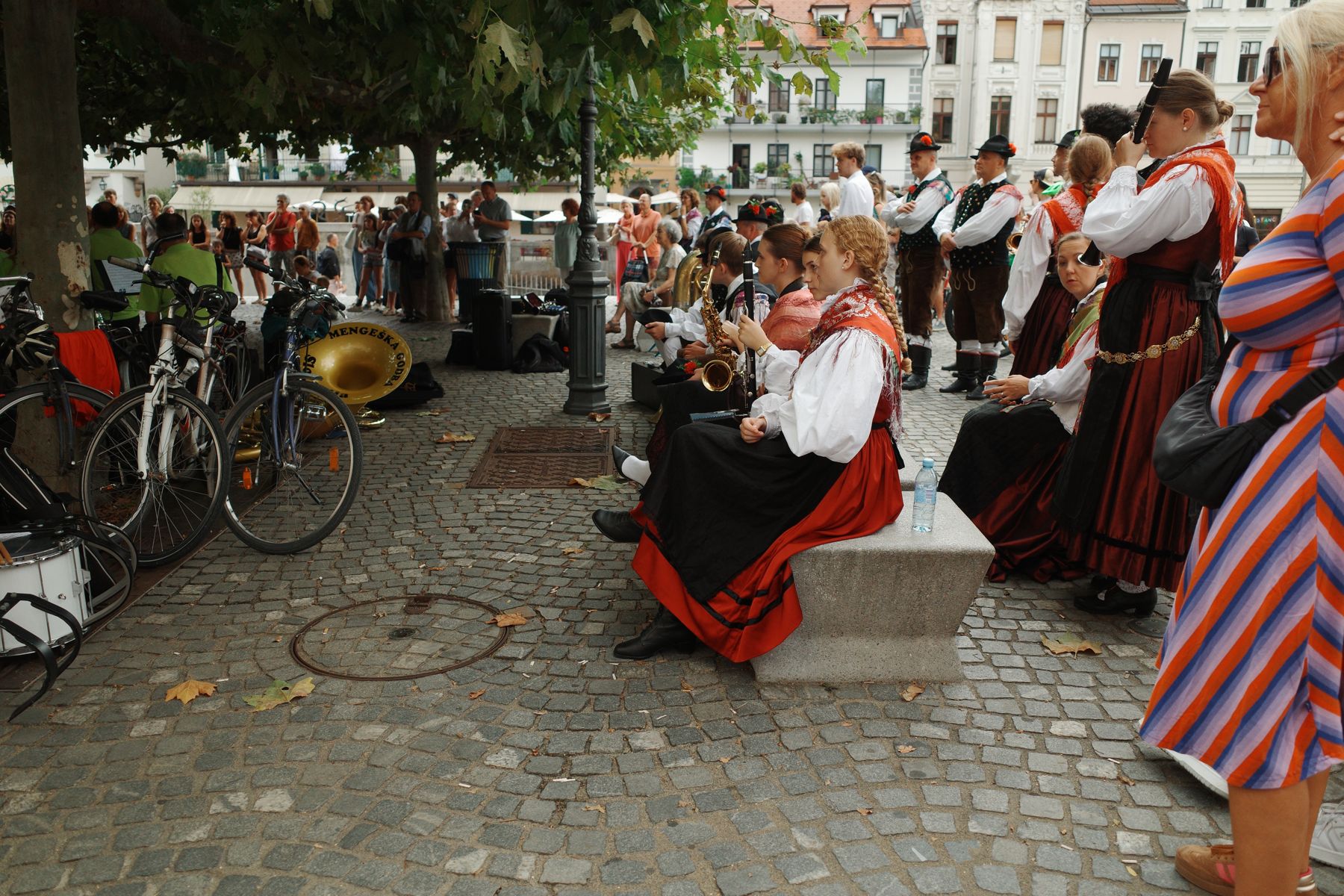 Musicians in Slovenian traditional costume, Ljubljana Festival