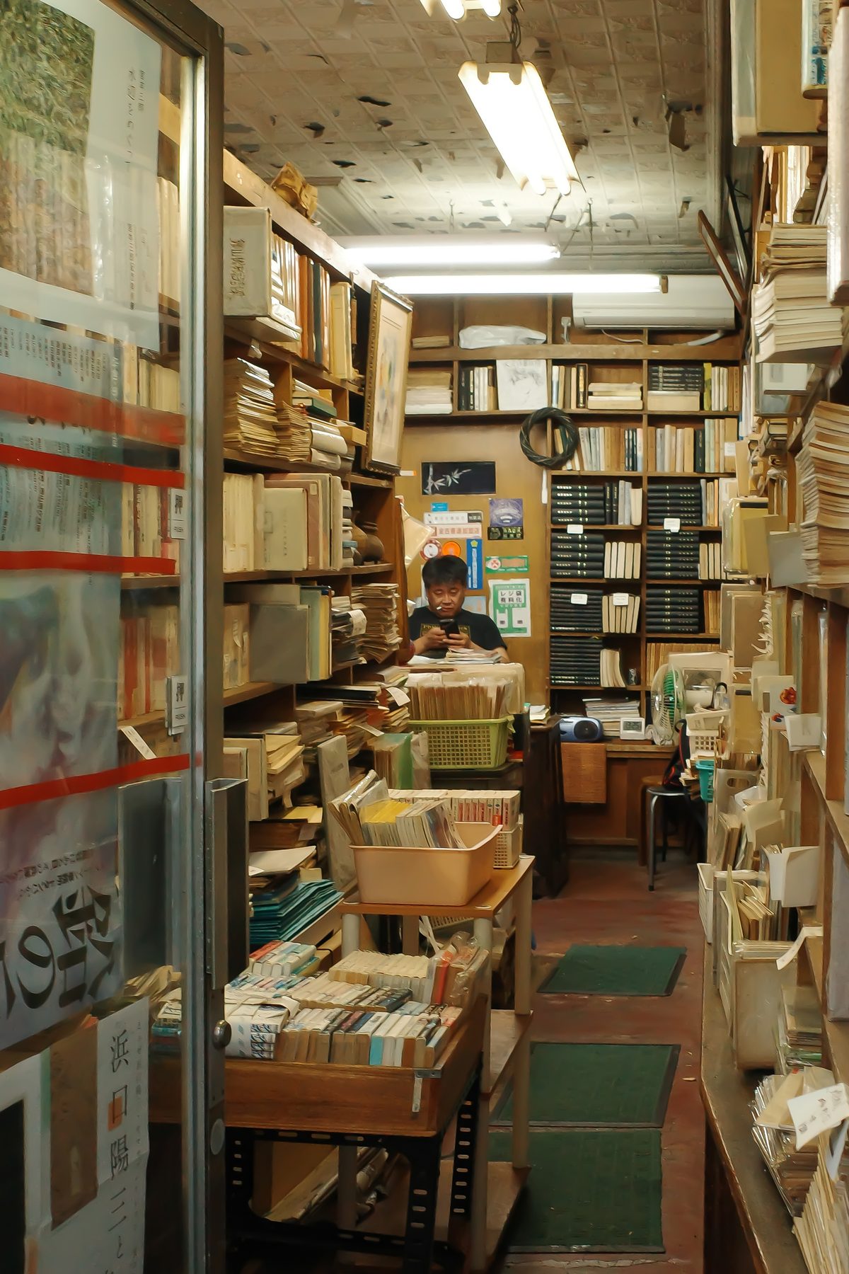 Shelves of old books