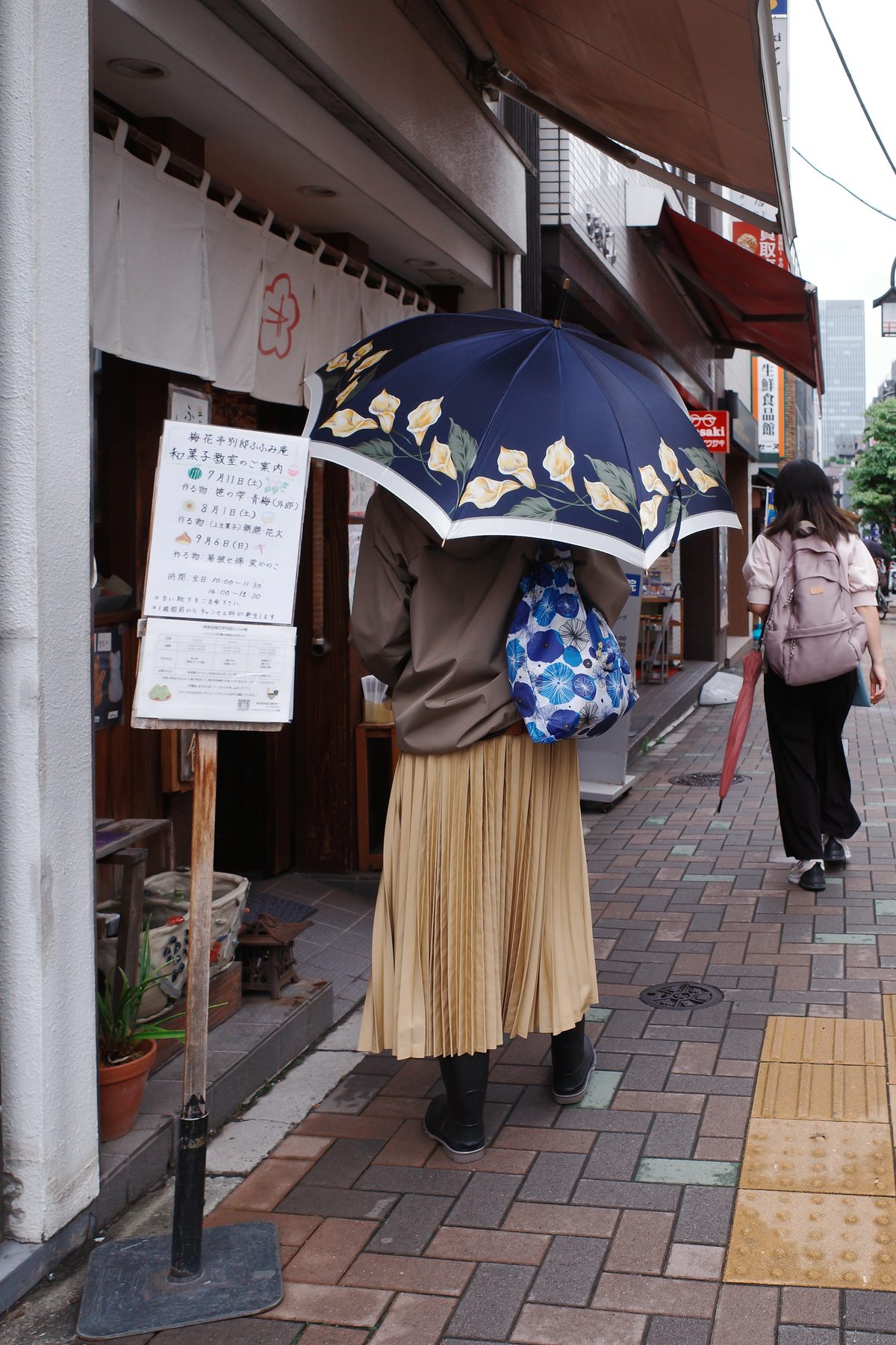 A woman under a parasol in Kagurazaka