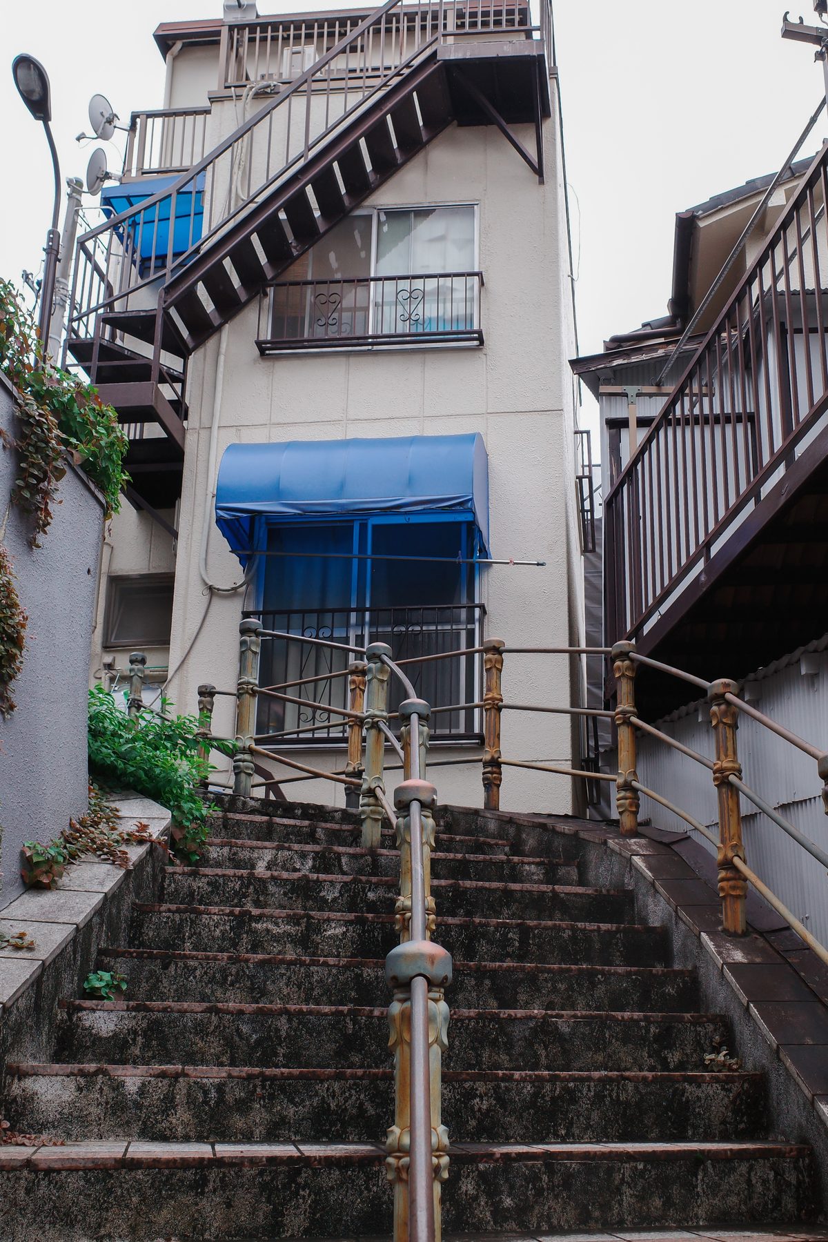 Stone stairs between houses