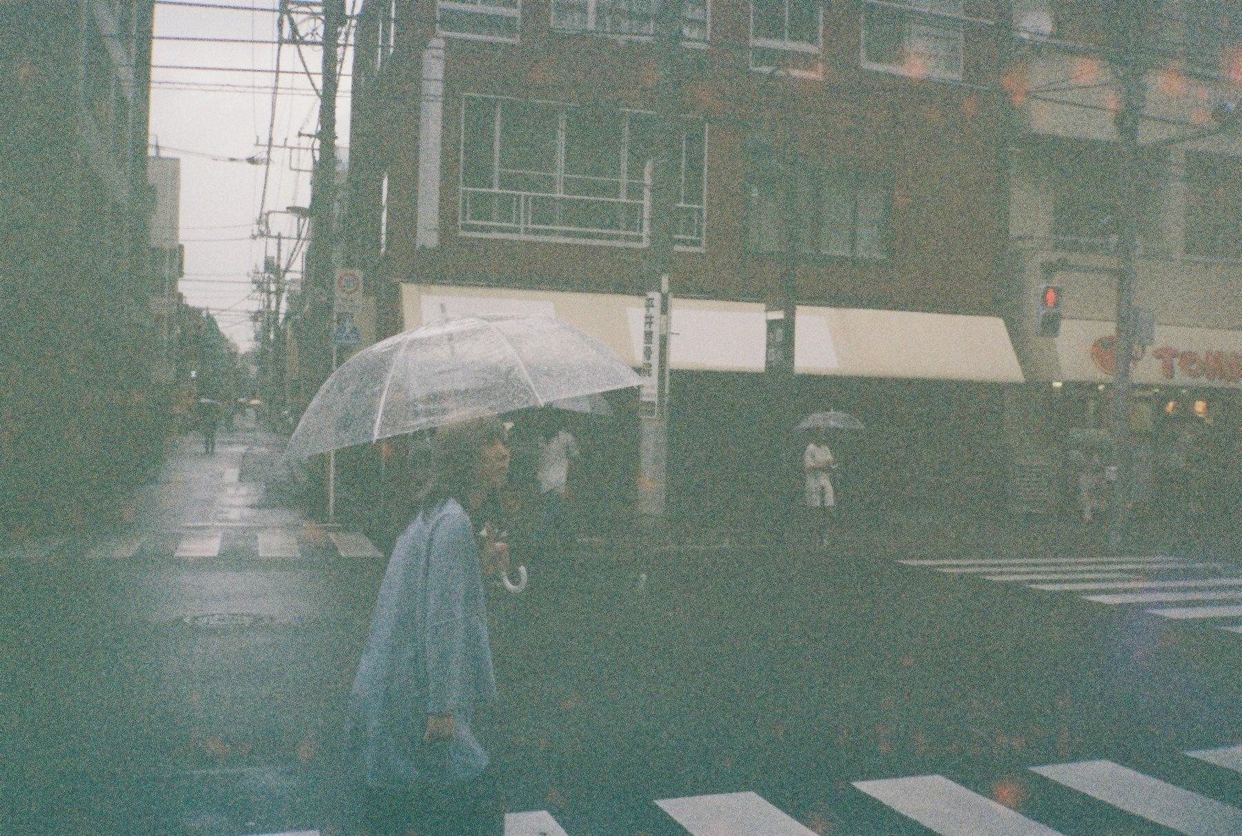 A woman under a clear umbrella
