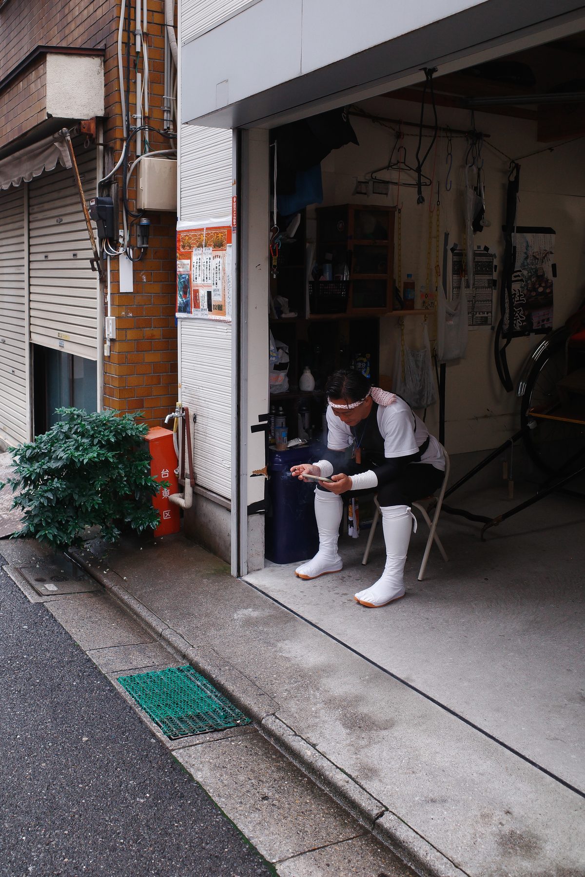 A man at work in his garage