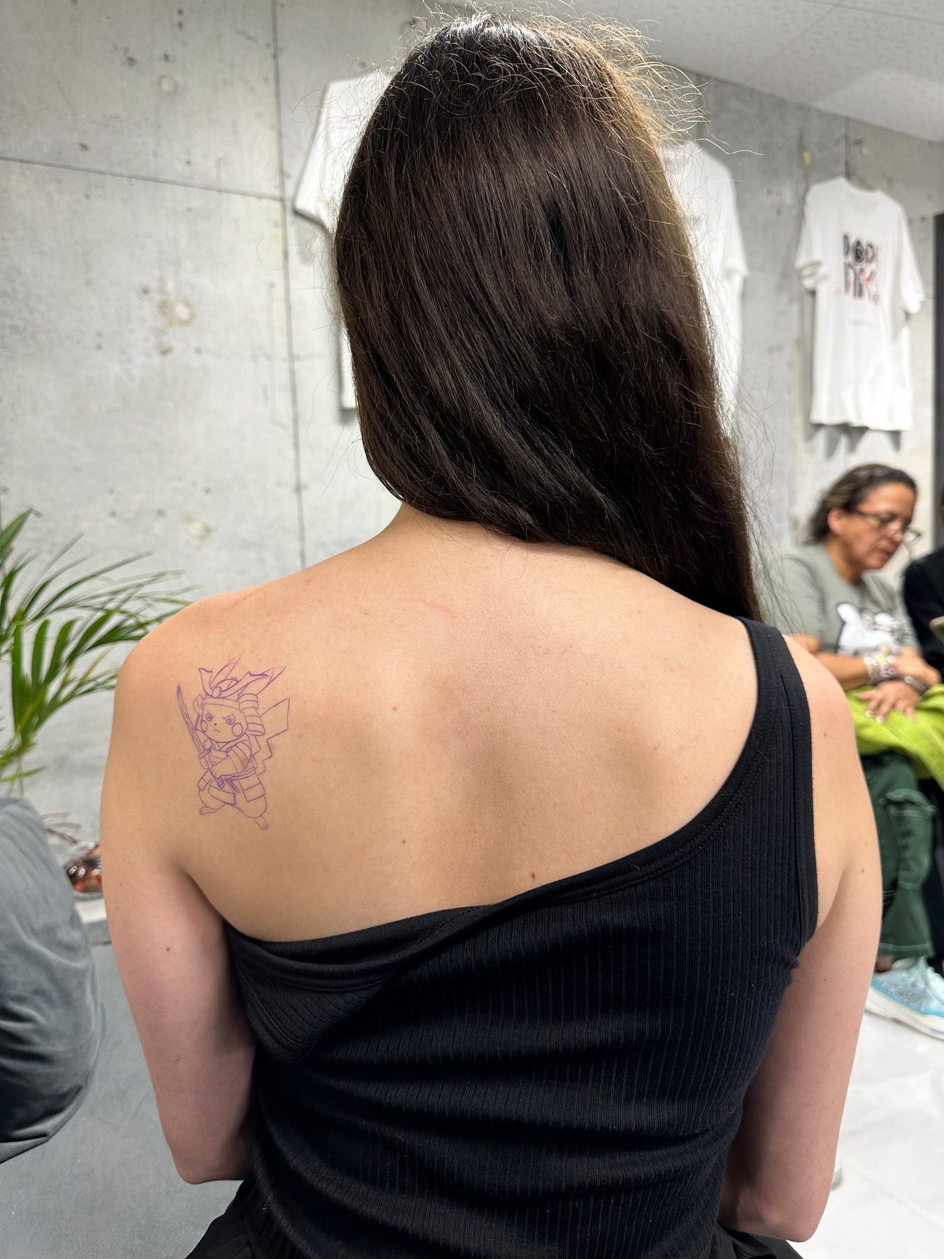 The tattoo stencil on my shoulder
