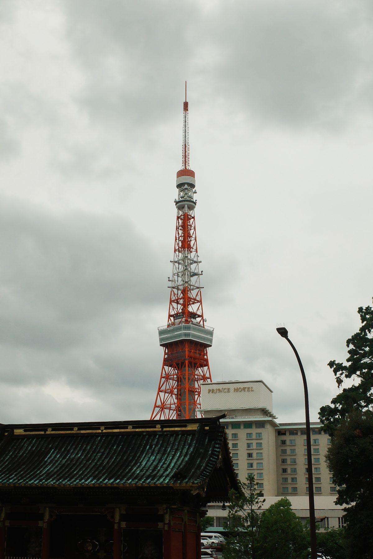 Tokyo Tower behind a temple gate