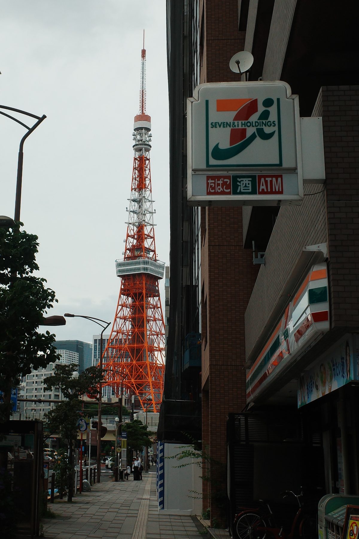 Tokyo Tower at the end of a street