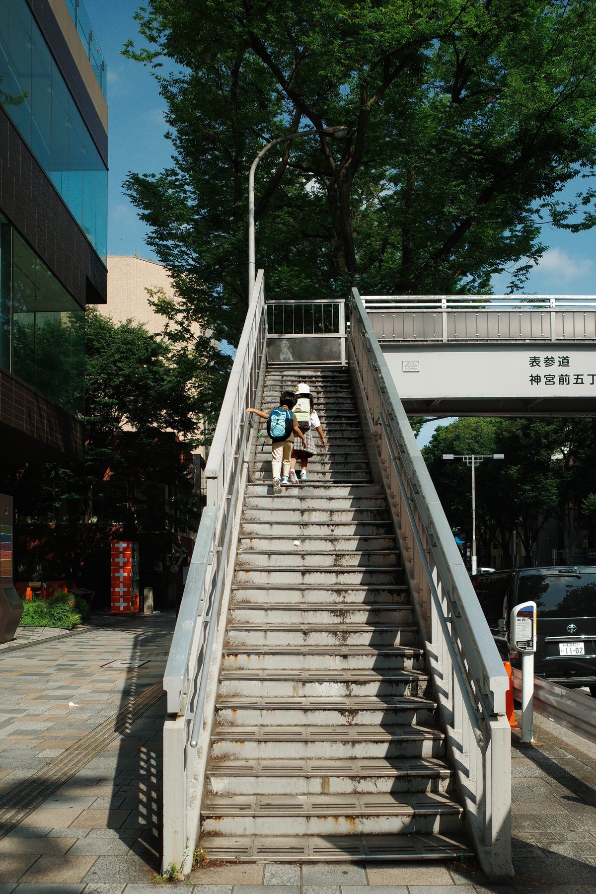 A footbridge over the avenue