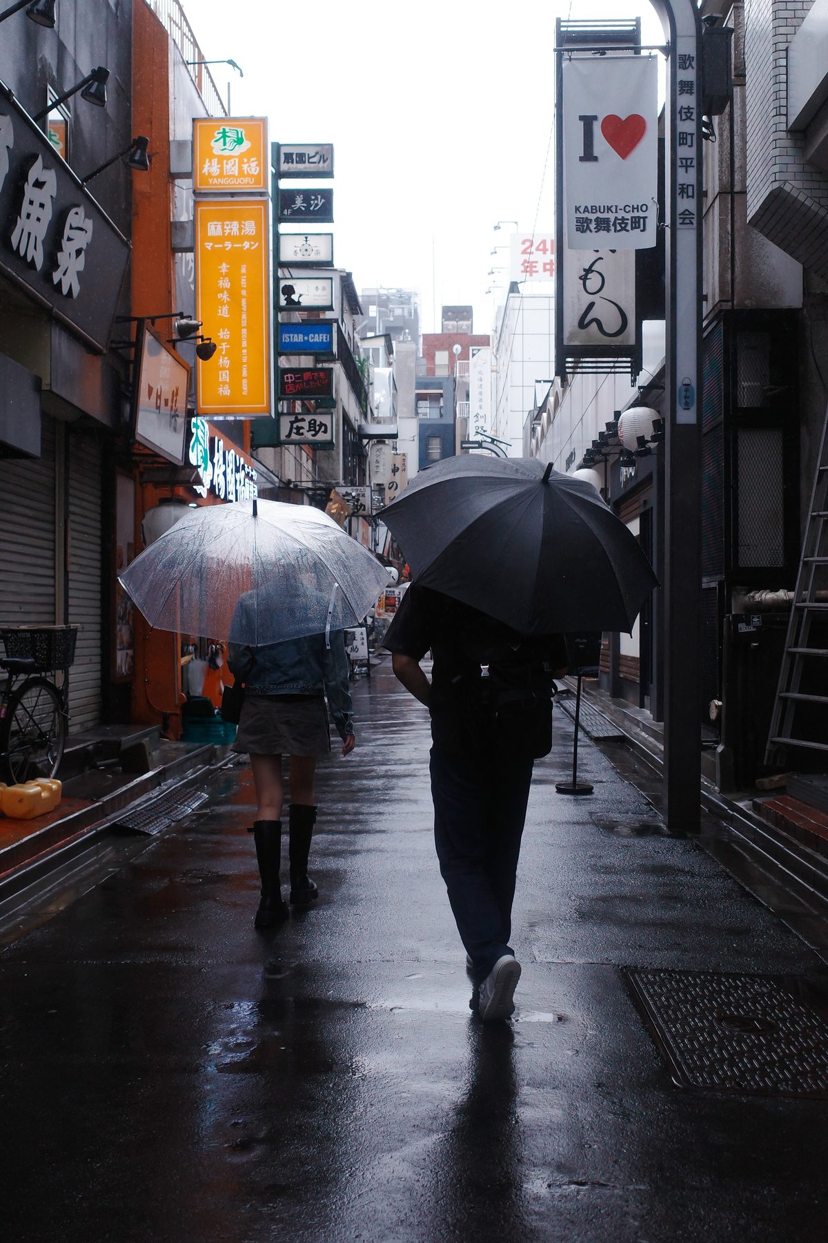 A street in Kabukicho in the rain