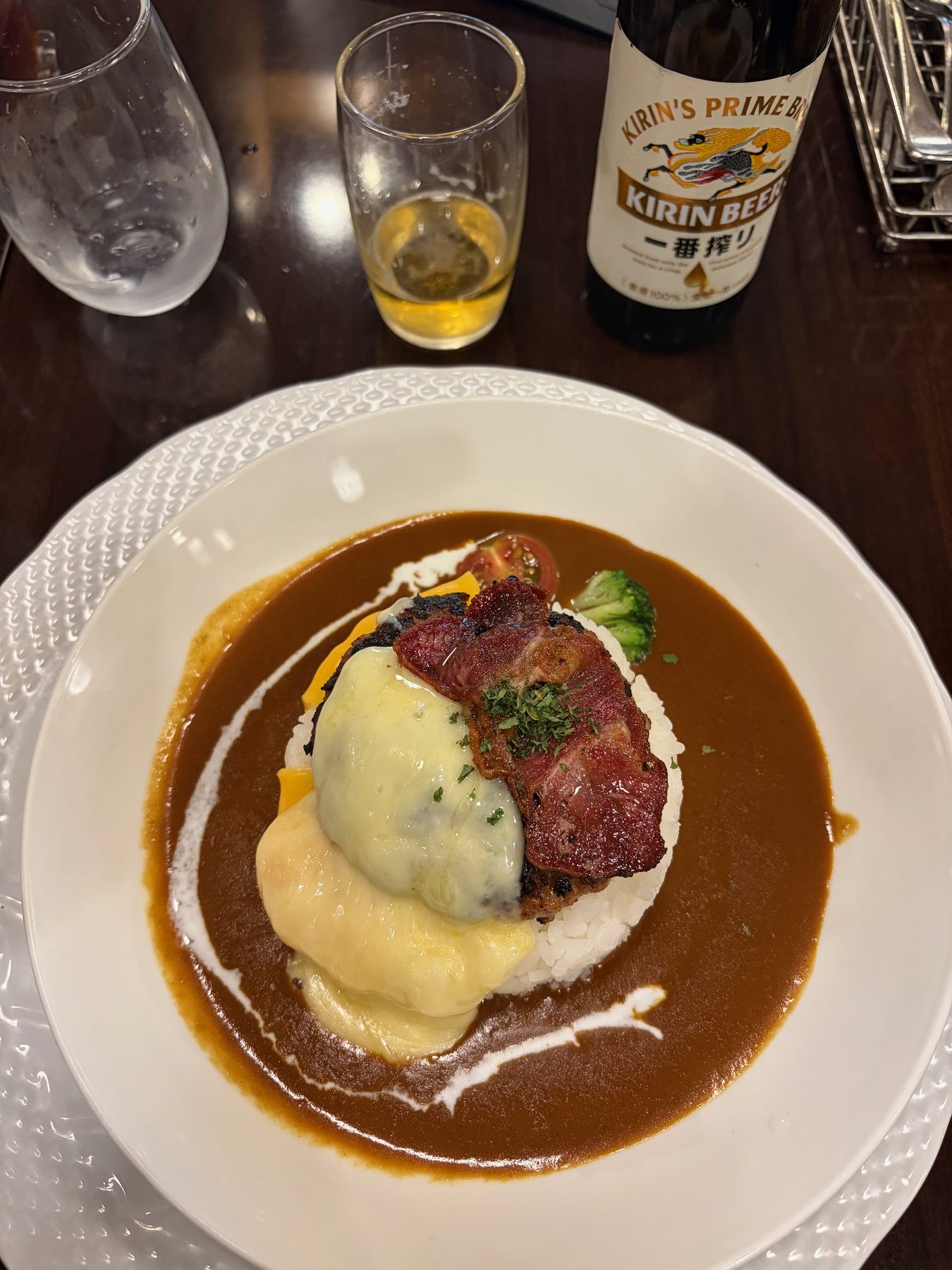 Curry and a beer for lunch