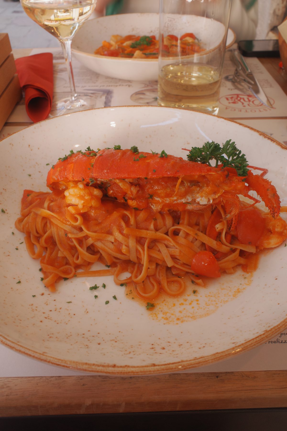 Lobster pasta at Ristoteca Oniga