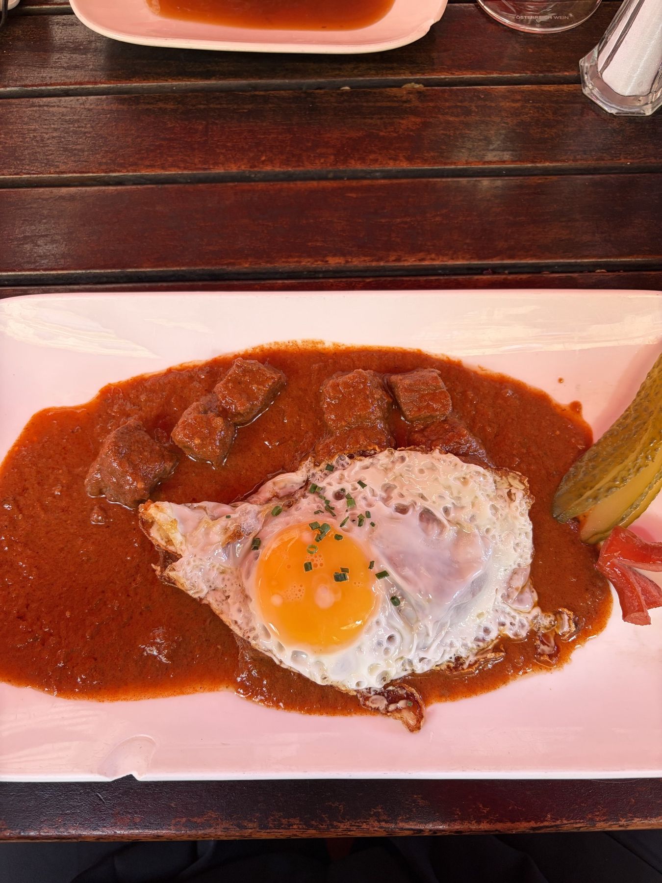 Goulash with a fried egg at Café Eiles
