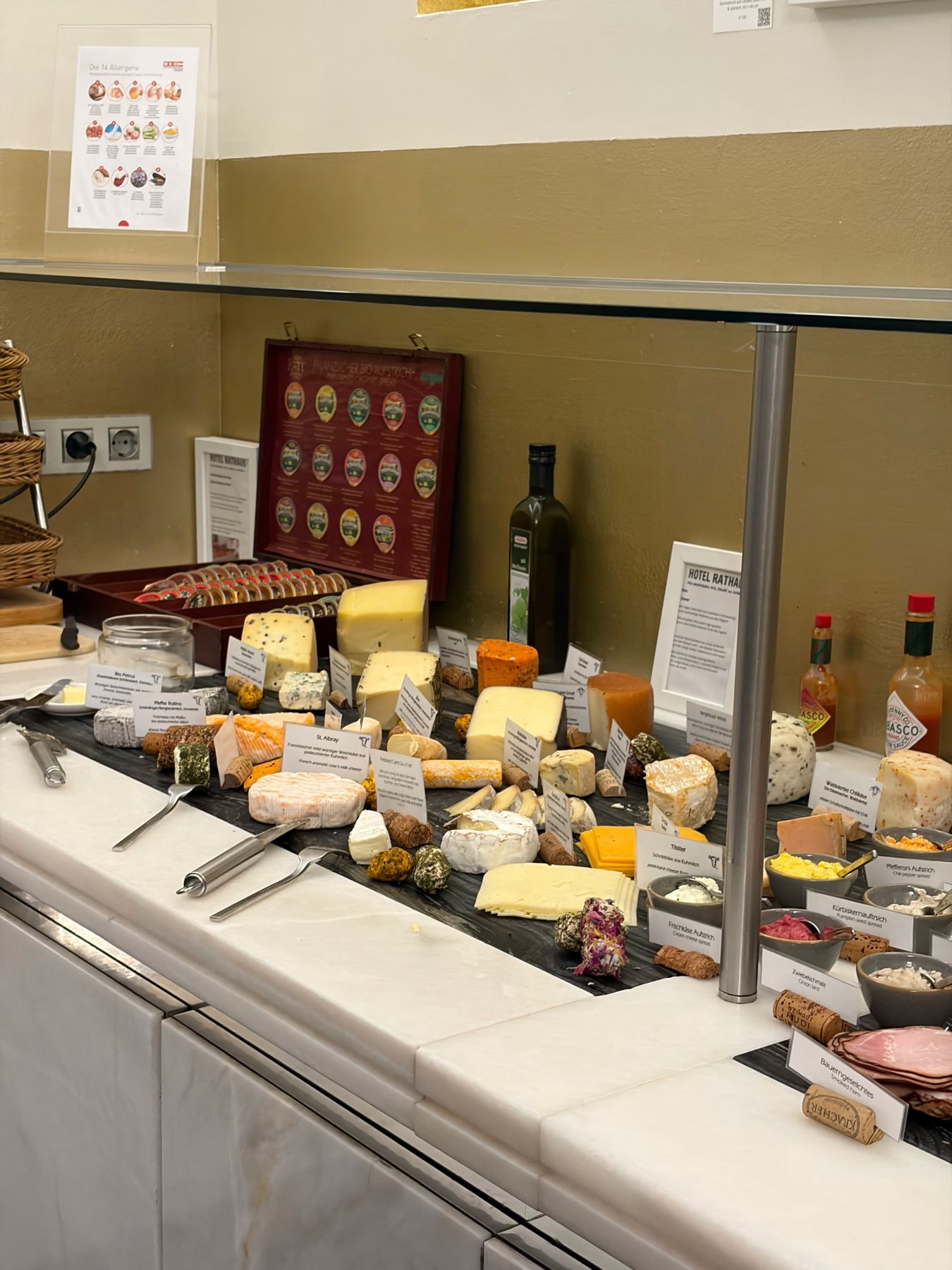 Cheese at the breakfast buffet, Hotel Rathaus Wein & Design
