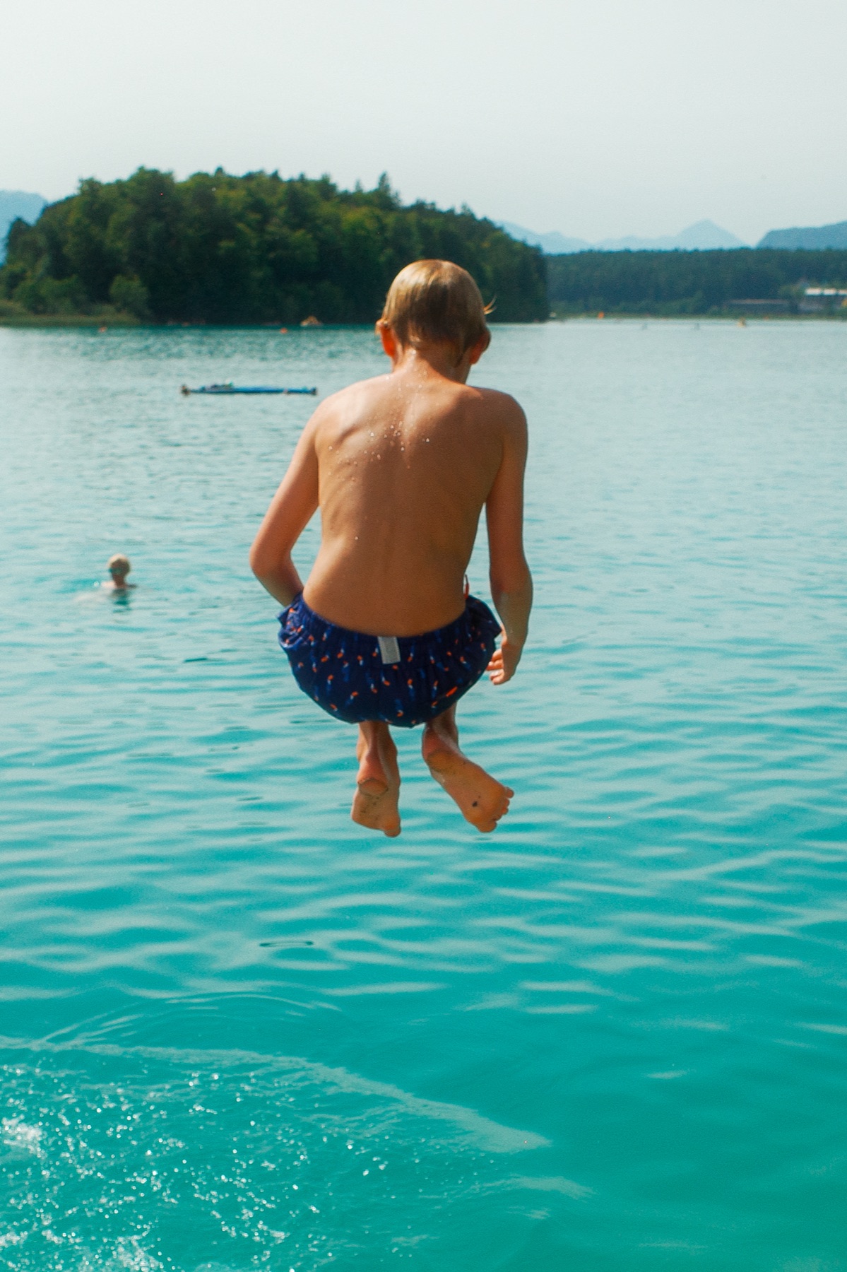 Jumping into Lake Faak
